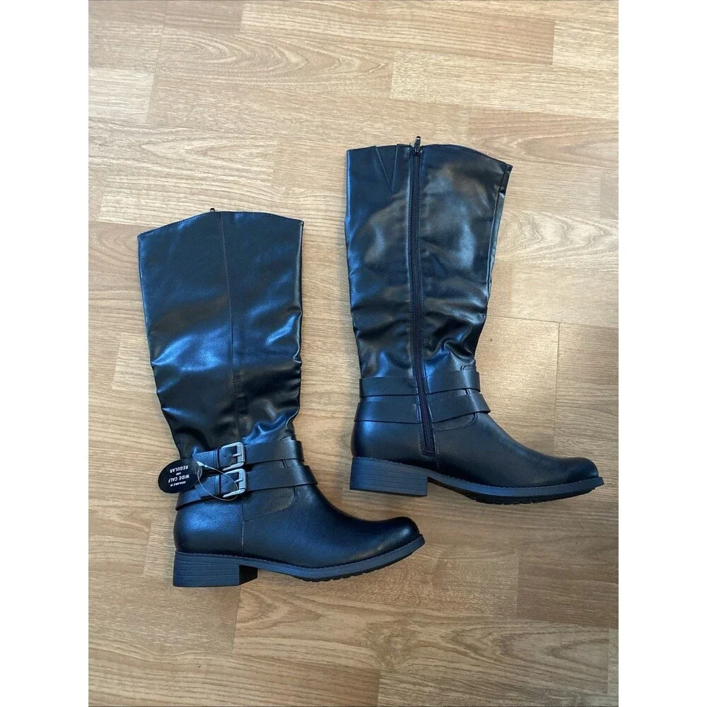 Style & Co. Black Tall Riding Boots with Buckles